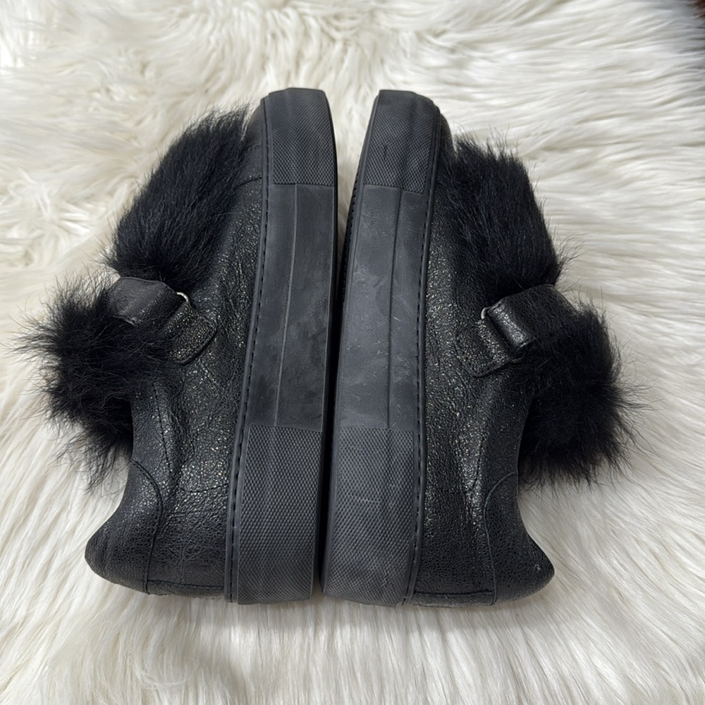 MONCLER Victoire Leather Fur Sneakers - Picture 7 of 11